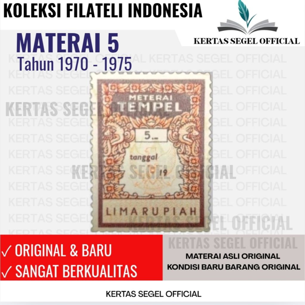 

MATERAI 5 RUPIAH TAHUN 1970 1971 1972 1973 1974 1975 1975 ORIGINAL