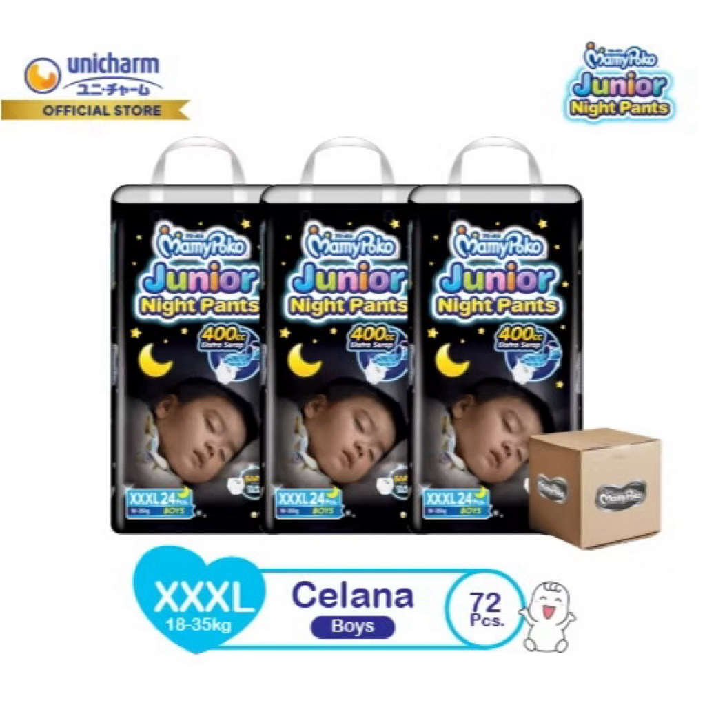 PAKET 1 DUS - MAMYPOKO MAMY POKO Junior Night Pant Pants Popok Celana Anak Malam Hari XXXL24 XXXL 24