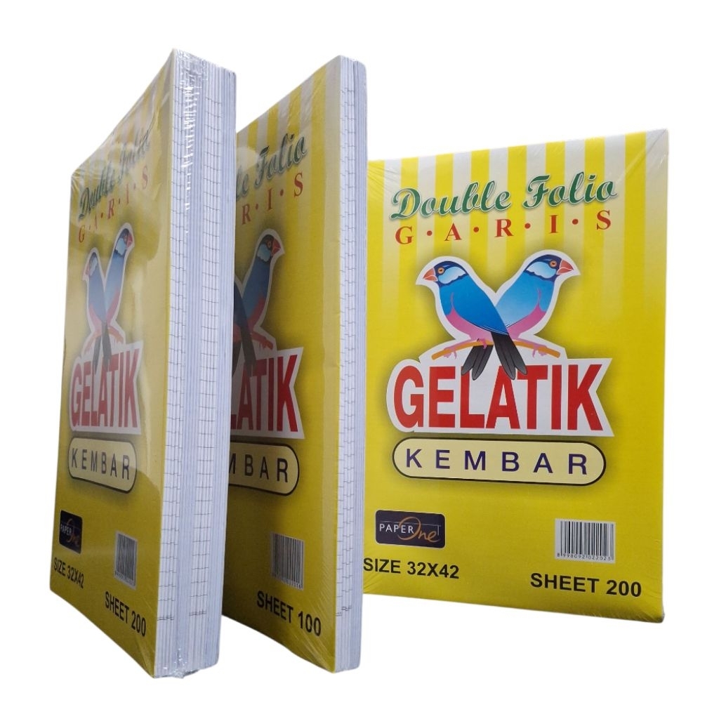 

Kertas folio bergaris Gelatik Kembar isi 200 Dan100 lembar murah/Double Folio Garis F4/Kertas Tebal