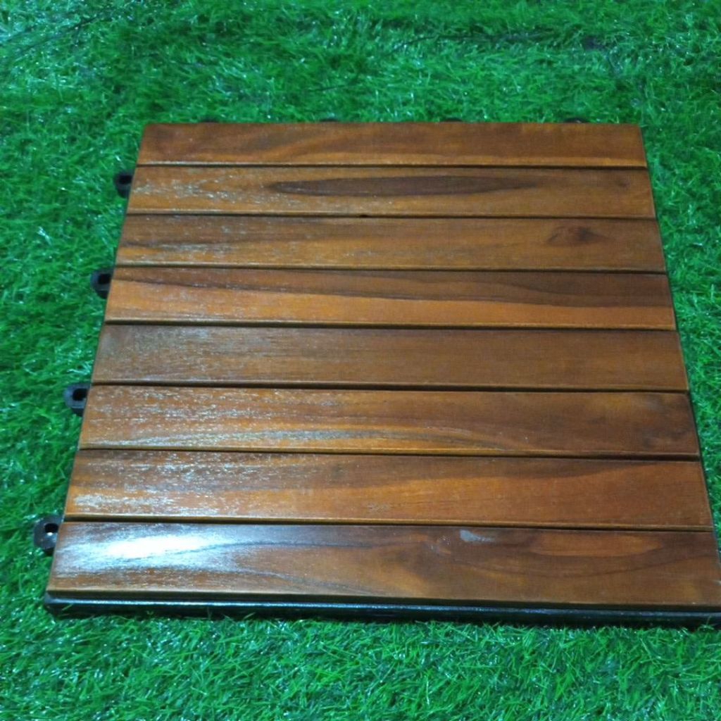 decking Lantai kayu jati asli full pernis
