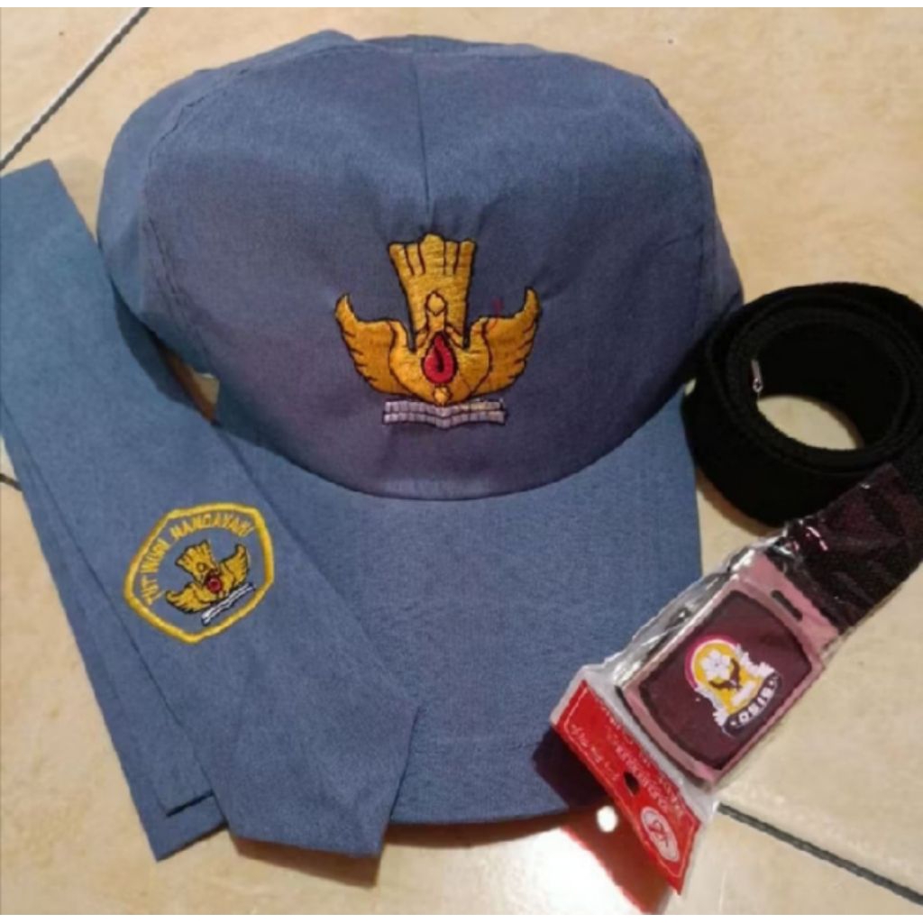 PAKET TOPI SMA POLOS SMA PUTIH(TDS)TOPI DASI SABUK