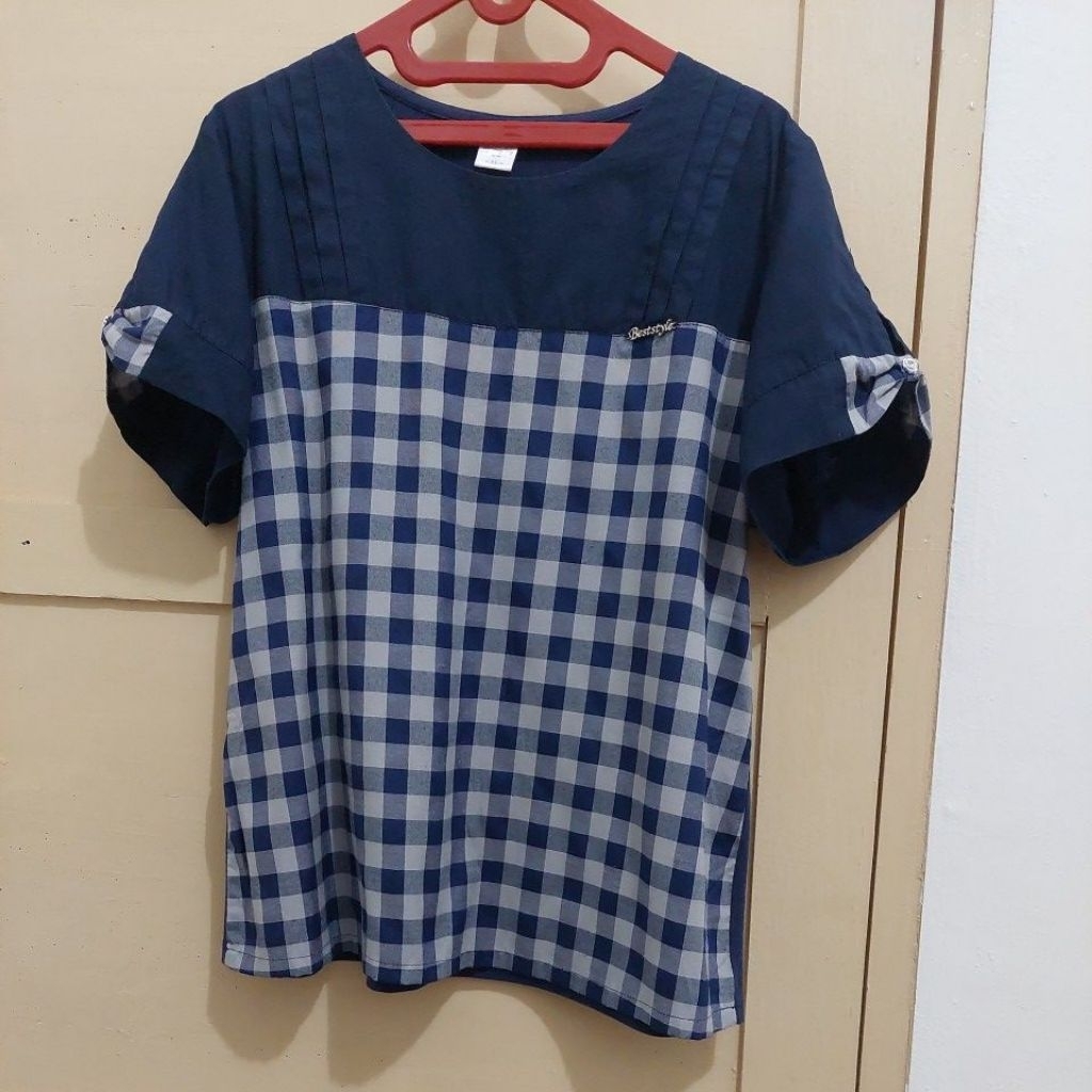 blouse wanita cubic 3L warna biru