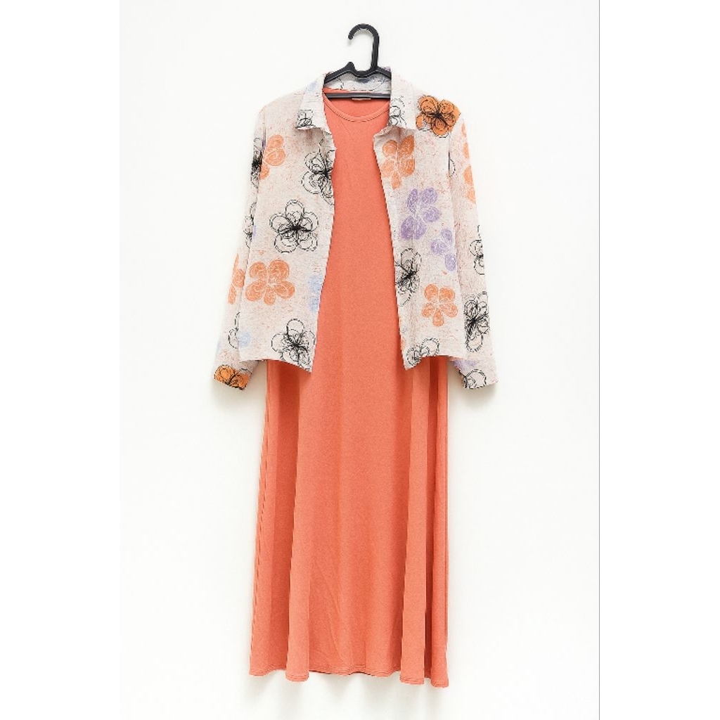 Hayati-one set outfit wanita 2in1 crinkle premium inner auter motif cantik