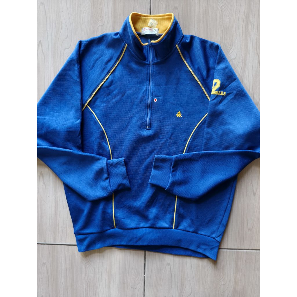 Tracktop Jacket Halfzip Merek Kanko Warna Biru Bahan Lotto Size XL Boxy