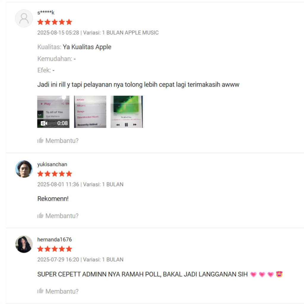 APPLE MUSIC PREMIUM 1 BULAN FULL