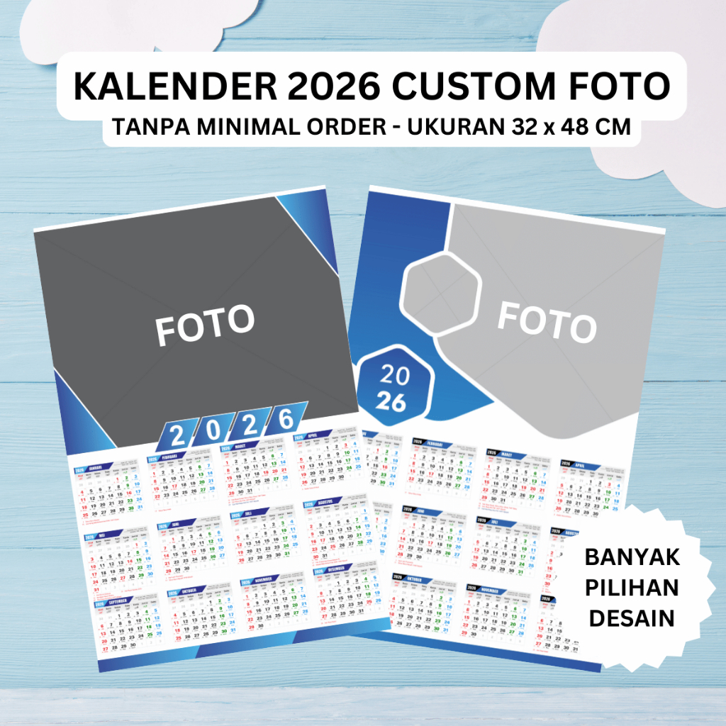 

KALENDER DINDING 2026 CUSTOM FOTO UKURAN 32 x 48 CM