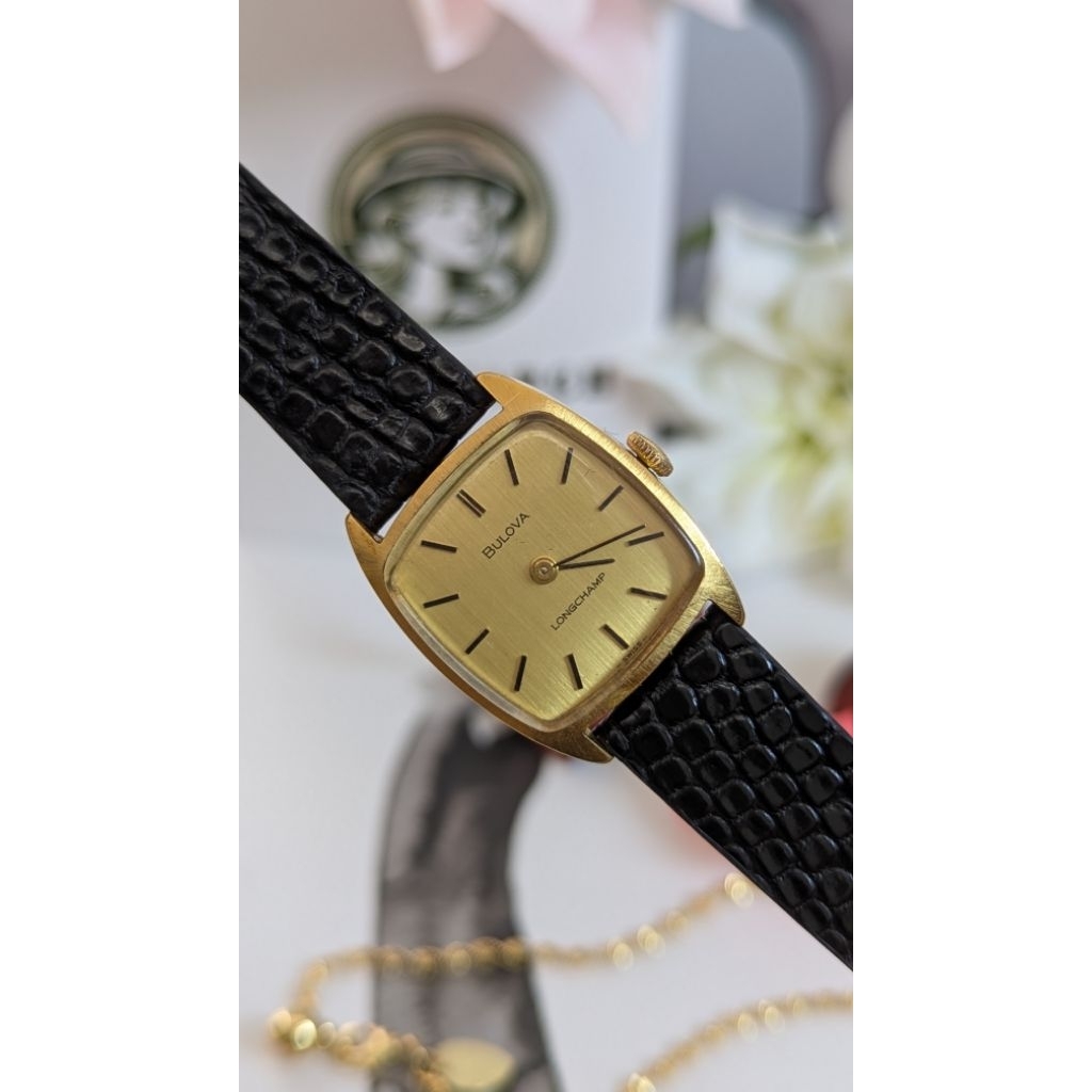 Vintage Bulova Longchamp Gold Square