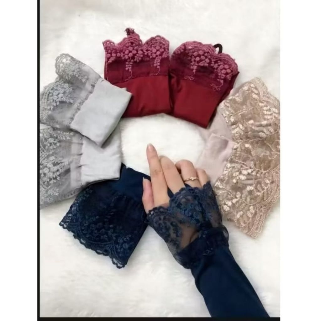 Manset tangan renda cincin besar/manset renda muslimah
