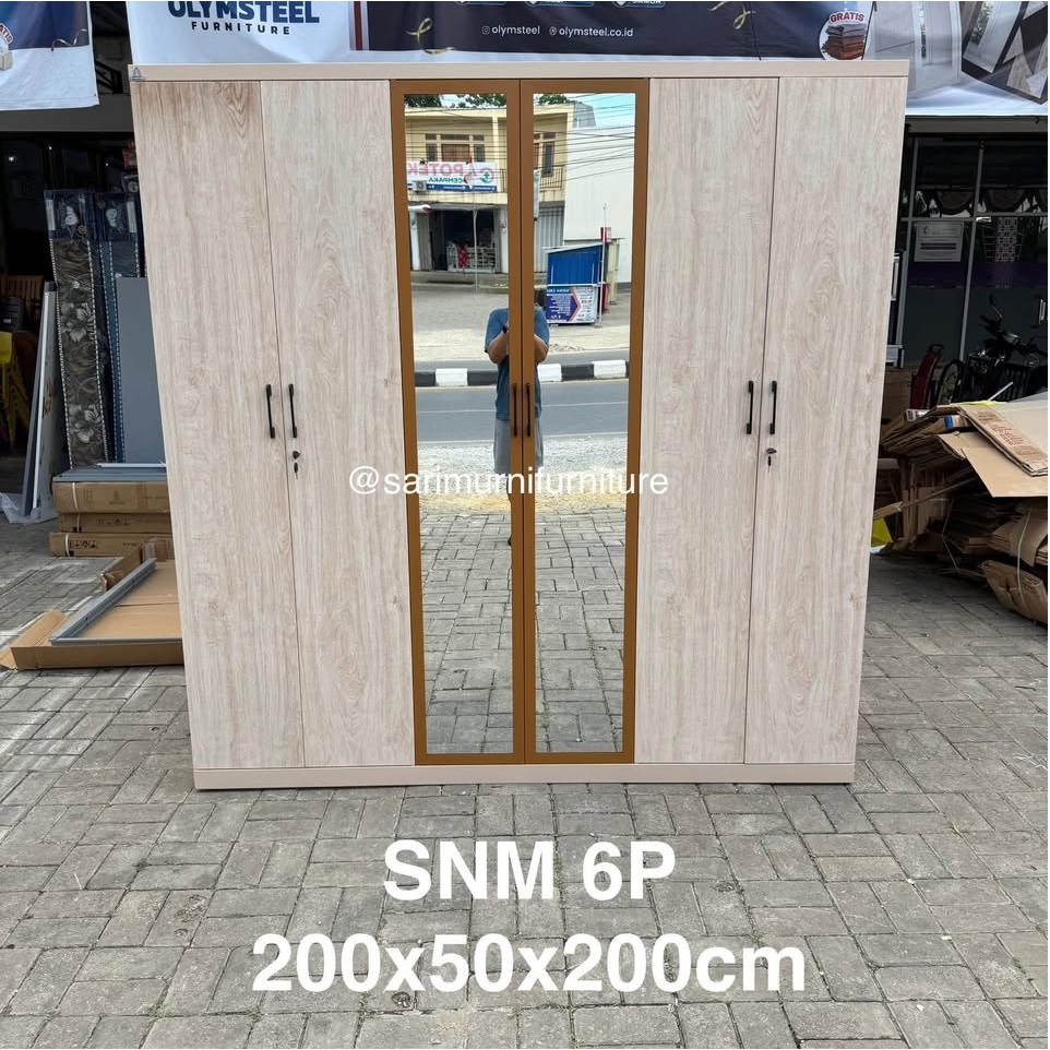 Lemari Pakaian Besi 6 Pintu SNM 6P Anti Rayap/Lembab 200x50x200cm