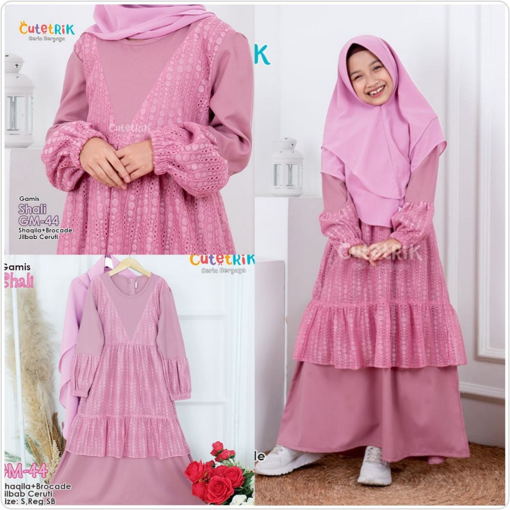 CUTETRIK GAMIS SHALI GM-44 GAMIS ANAK PEREMPUAN 2 3 4 5 6 7 8 9 TAHUN BRUKAT BROCADE SET JILBAB GAMI