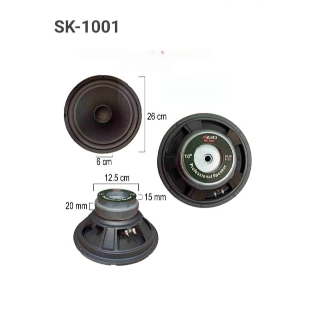 Speaker Bass Woofer 10 Inch / Speaker LAD Double Magnet SK-1001 80Watt