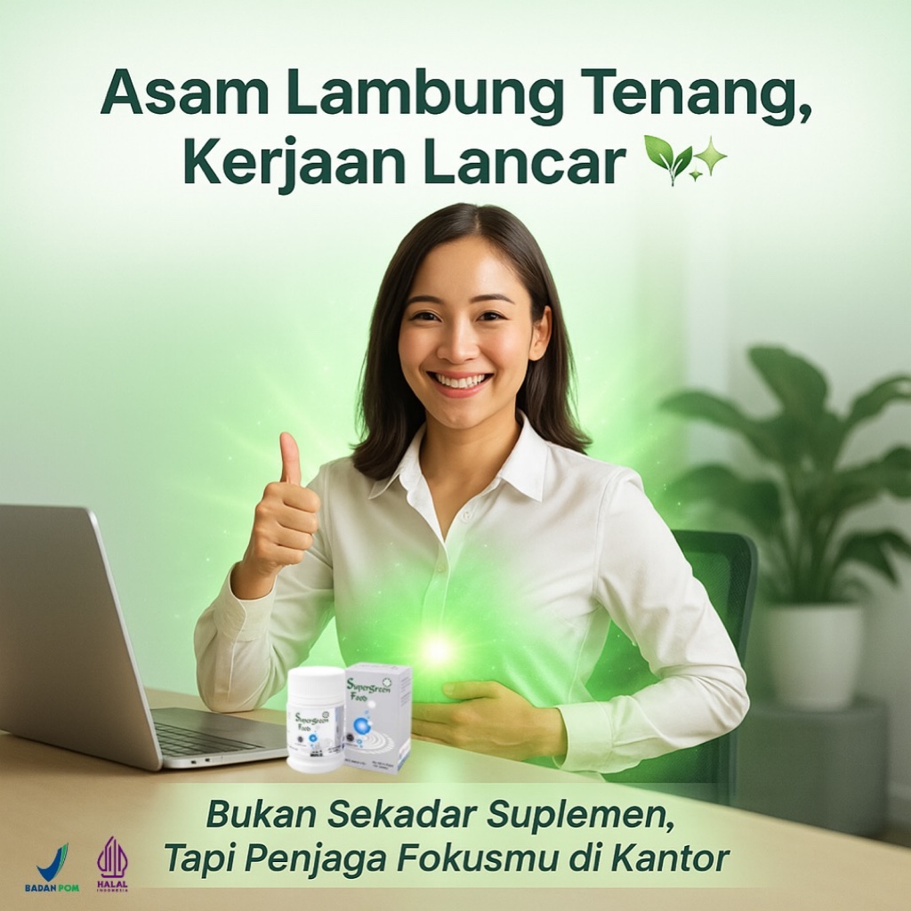 SGF Supergreen Food Suplemen herbal GERD asam lambung maag Spirulina Chlorella BPOM HALAL