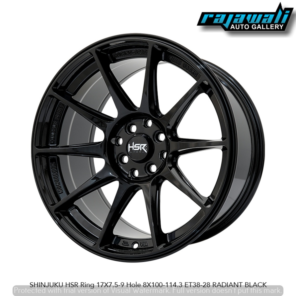 Velg Mobil Shinjuku R17 Elegan Staggered Fitment Velg Mobil HSR R17 Sporty Radiant Black Glossy