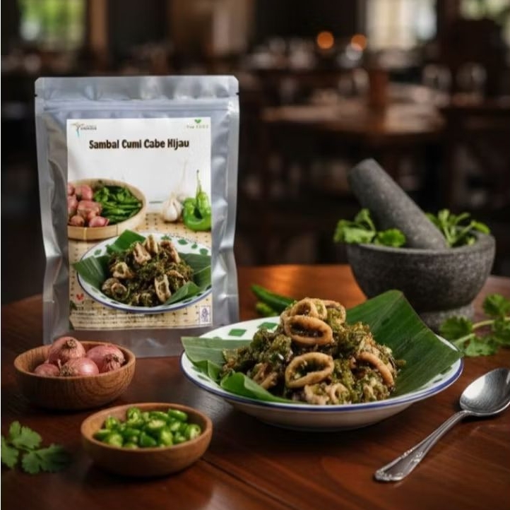 

Waxumi - Sambal Cumi Pete Cabe Ijo Kemasan Botol 120g