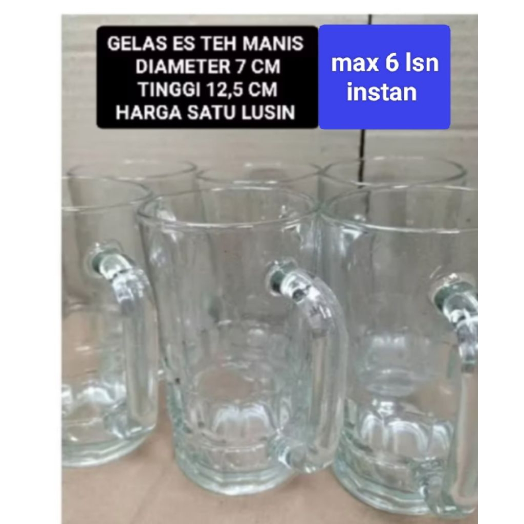 GELAS ES TEH MANIS/GELAS B 20 N BENING HARGA 1 LUSIN GELAS GAGANG KACA