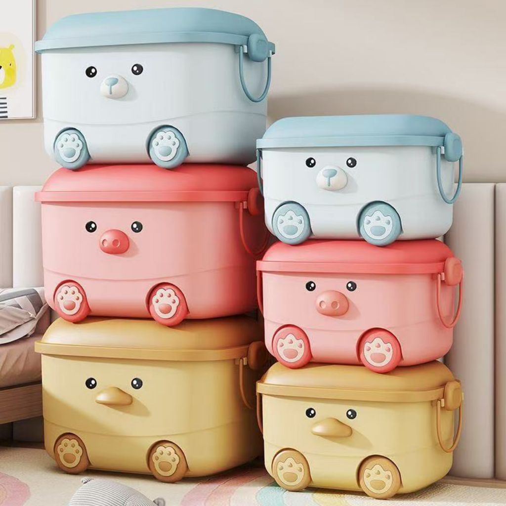 Cute Animal Storage Box S & M / Box Penyimpanan Boneka & Mainan Anak-Anak Dengan Roda