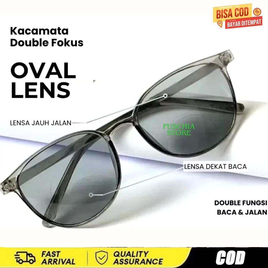 Kacamata Plus Double Lensa Baca Dan Jalan Model Oval Anti Radiasi Terbaru Pria Wanita