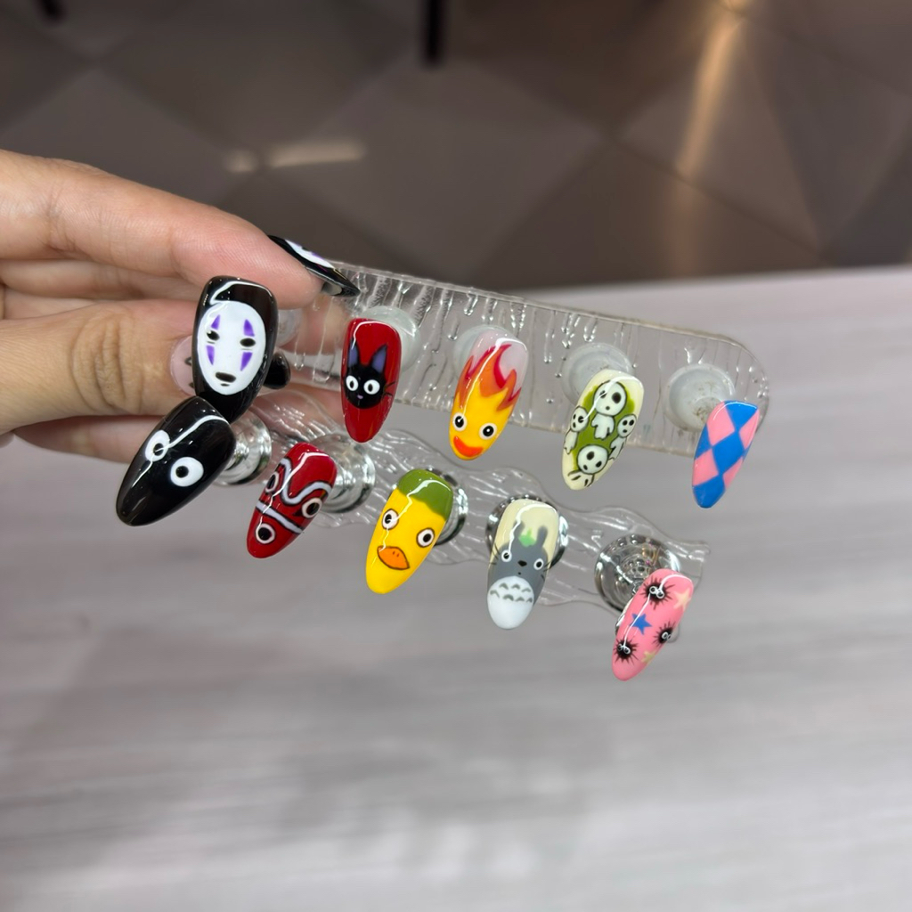 Press On Nails Ghibli Spirited Away No Face Kiki Delivery Service Jiji Princess Mononoke Kodama Howl