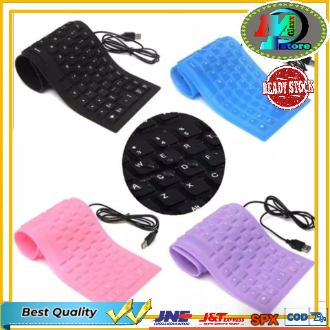 Keyboard Flexible USB External Anti Air Elastis Lembut Gulung Lipat for PC/Laptop Best Quality