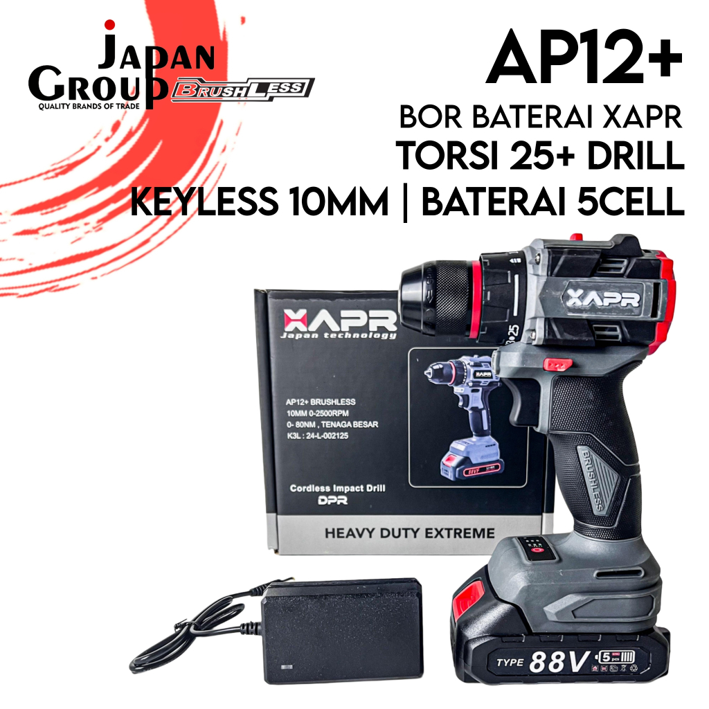 BOR BATERAI PROMO APR AP12+ KEYLES AUTOLOCK DRILL 10MM BOR BESI KAYU TEMBOK SKRUP BAJA RINGAN