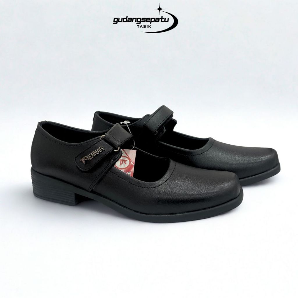 Sepatu Pantofel Wanita Karir Wedding Shoes Formal Kampus Kantor Hitam Polos TENNAR SANTIKA 01