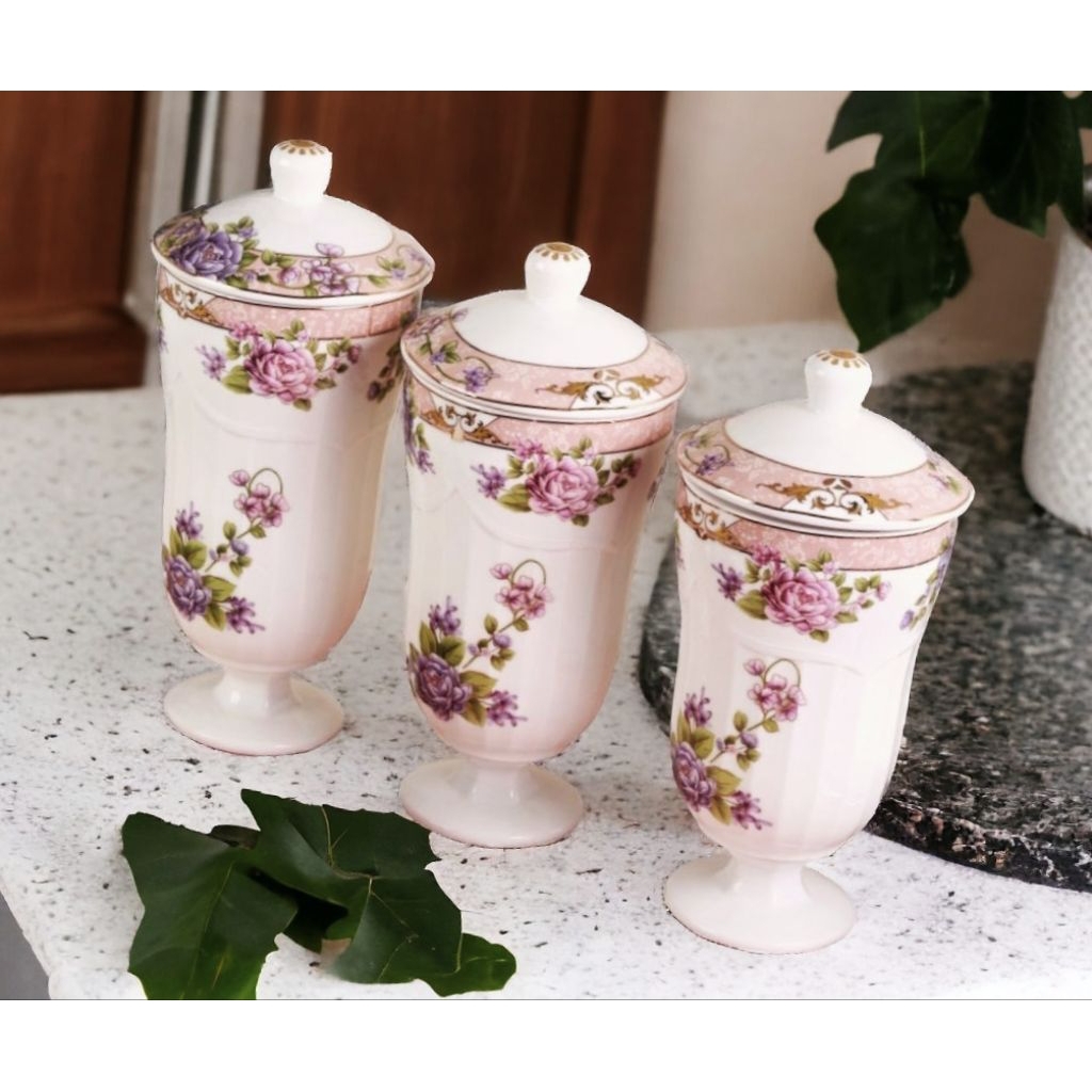 Toples Vicenza B905 Magnolia tipe Gracia wadah saji sebagai tempat kue, wadah snack, hingga toples p