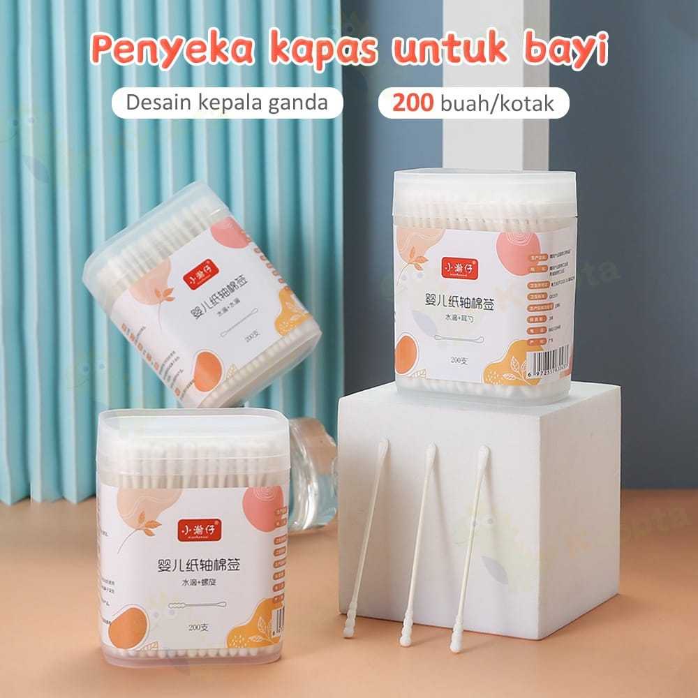 Pembersih Telinga / Kuping Baby Cotton Cotton Bud Spiral / Cotton Bud Sendok Isi 200