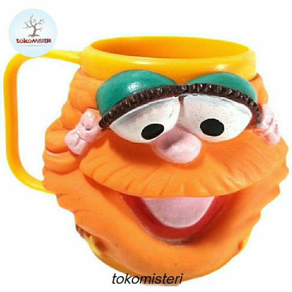 Mug Gelas Cangkir Tempat Minum Zoe Orange Monster Oranye The Muppets Sesame Street Applause 1990 Dri