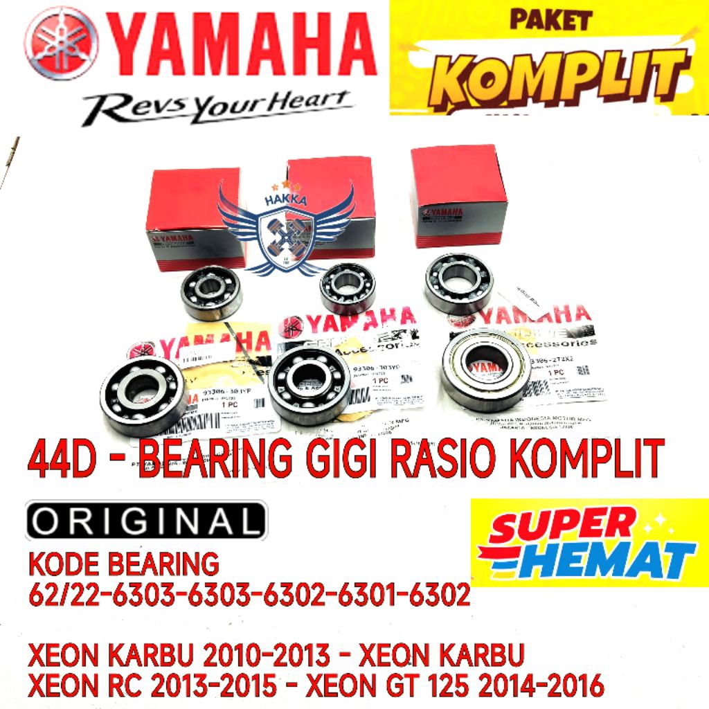 44D ORIGINAL BEARING GIGI RASIO KOMPLIT YAMAHA XEON KARBU, BEARING GIGI RASIO YAMAHA XEON RC 125, BE