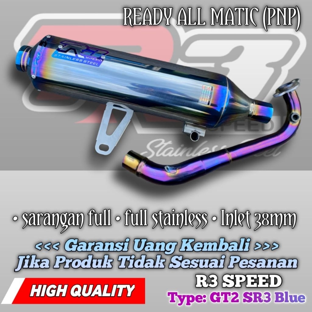 knalpot Stylo 160 original R3 speed SR3 blue