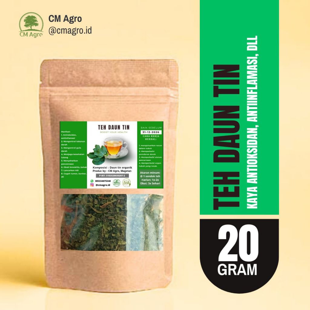 

Teh Daun Tin Organik | Herbal Bronkitis, Diabetes, Tulang, Kaya antioksidan