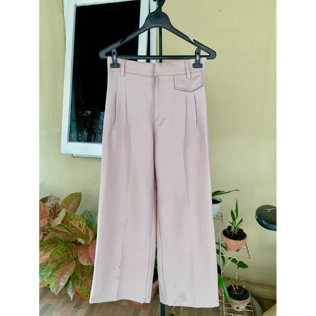 Preloved Celana Kulot Wanita Highwaist Cream