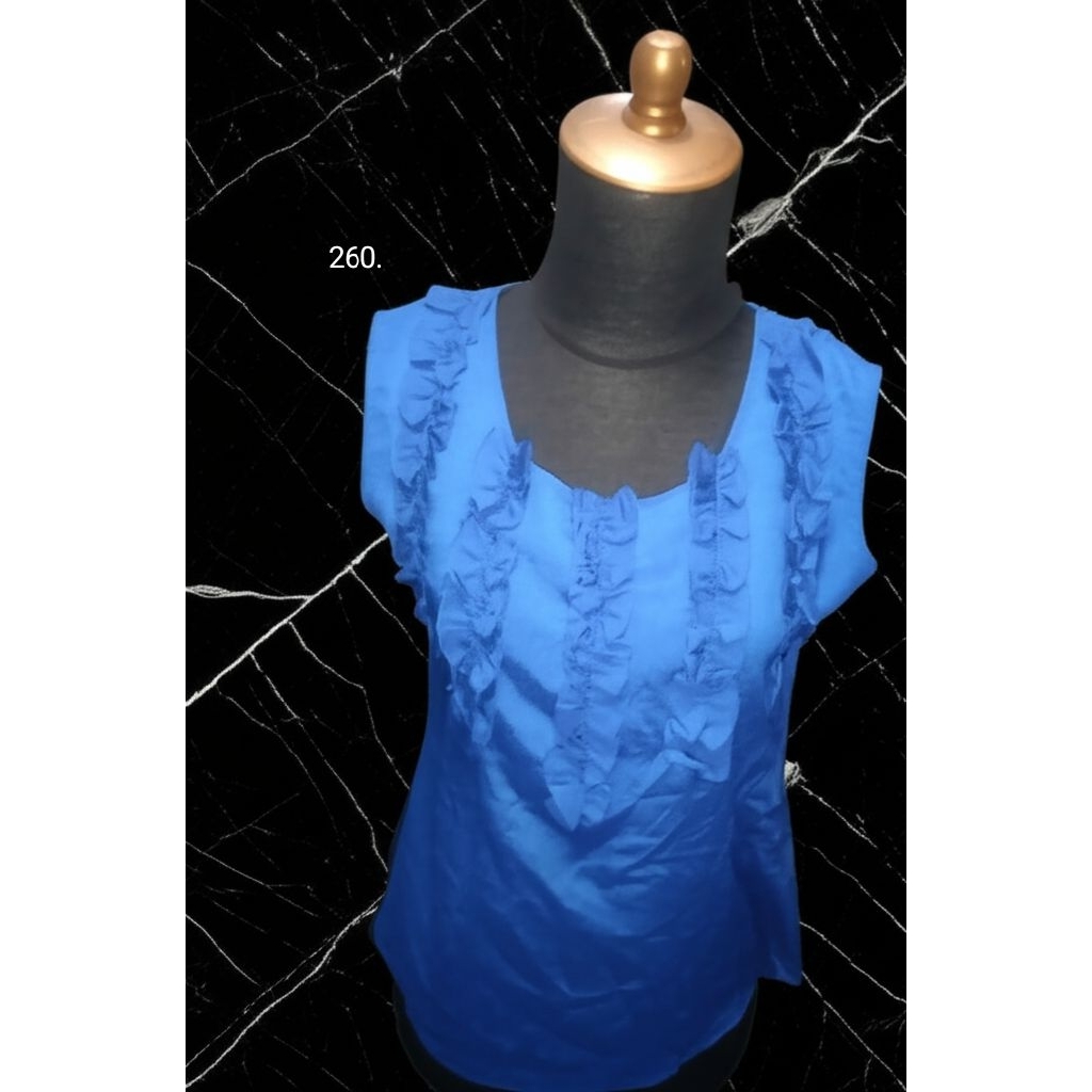 Atasan Blouse Wanita Korea Tanpa Lengan | Blouse Ruffle | Top Casual Chic