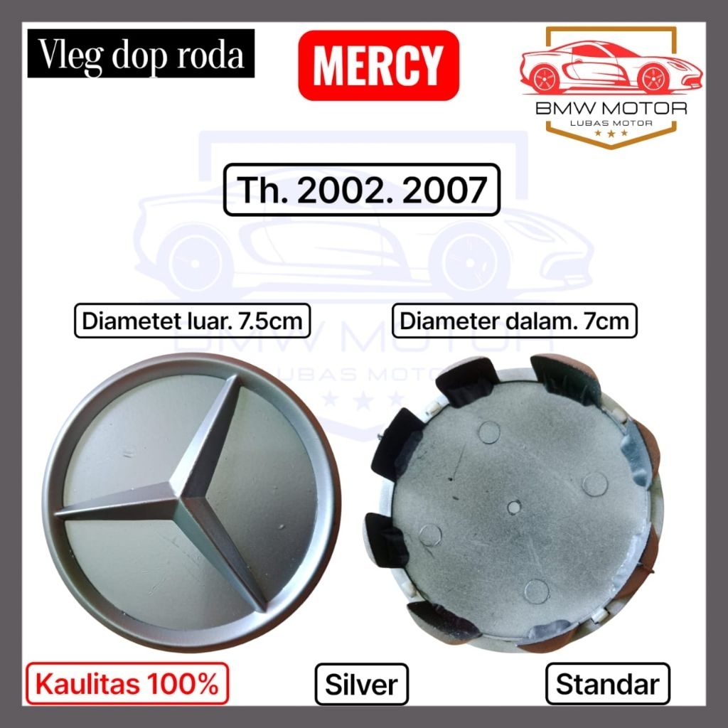 tutup dop roda velg mobil MERCY silver standar