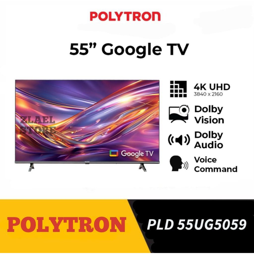 Google TV 55 inch POLYTRON PLD 55UG5059 4K UHD Smart TV Android 55" Polytron PLD55UG5059