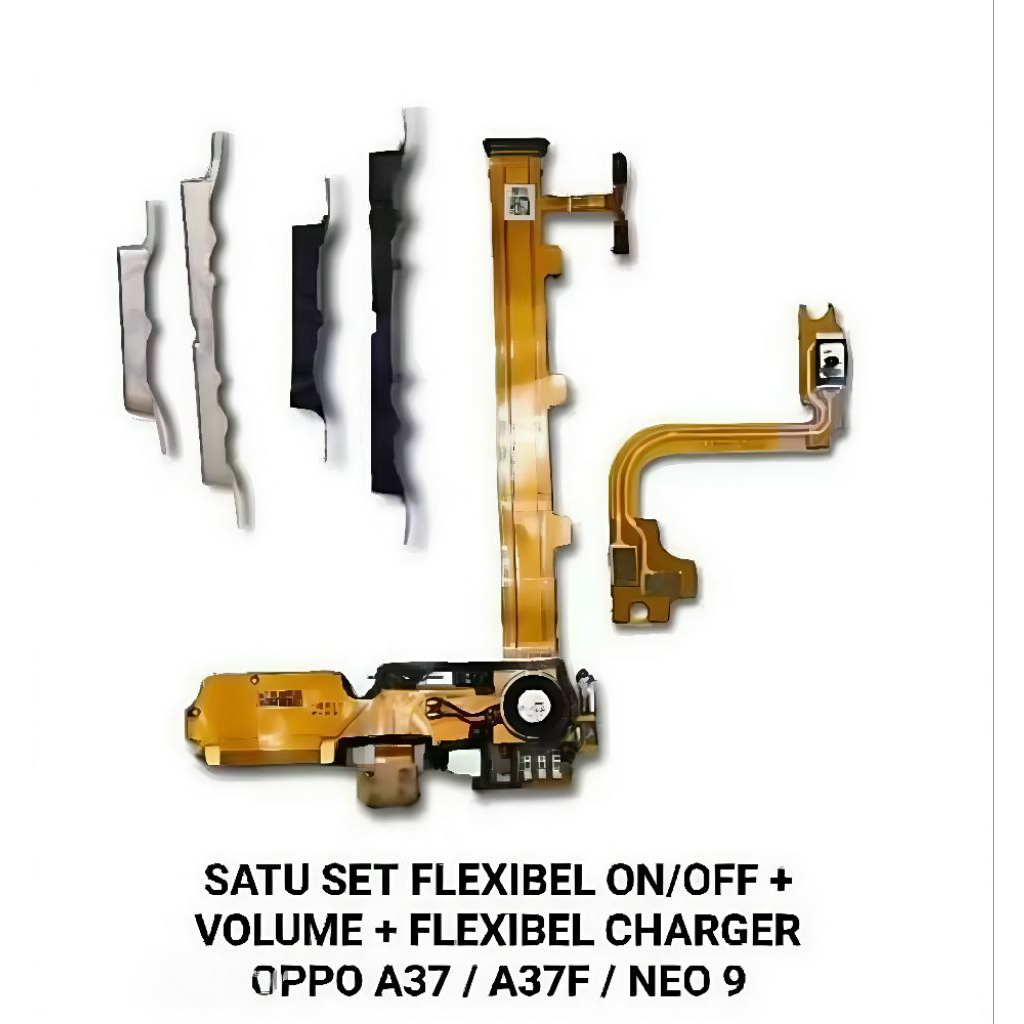1 Set Flexible On Off + Volume + Konektor Charger + Tombol Luar OPPO A37 / A37F / Neo 9 – Sparepart 