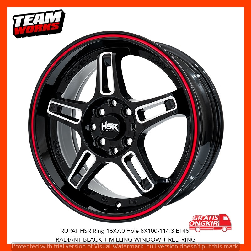 VELG HSR RUPAT RING16 BUAT MOBIL XENIA JAZZ CARRY VELK RING16 LEBAR 7 RADIAN BLACK MILLING WINDOW RR