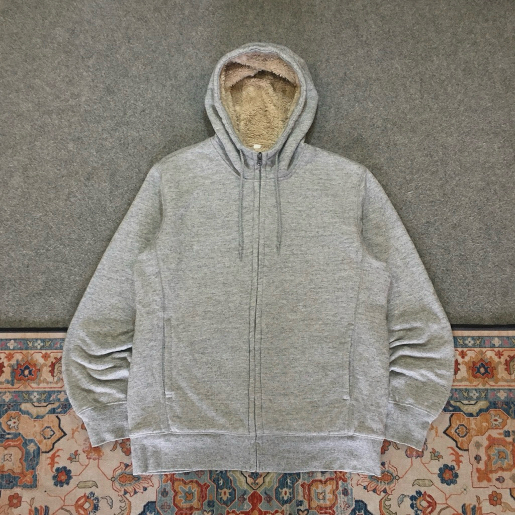 Hoodie Zipper Uniqlo Sherpa Abu Misty