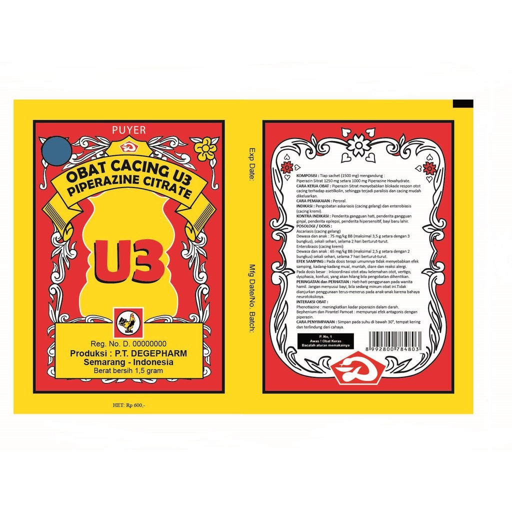 Puyer U3 Cacing Jago Isi 12 Sachet