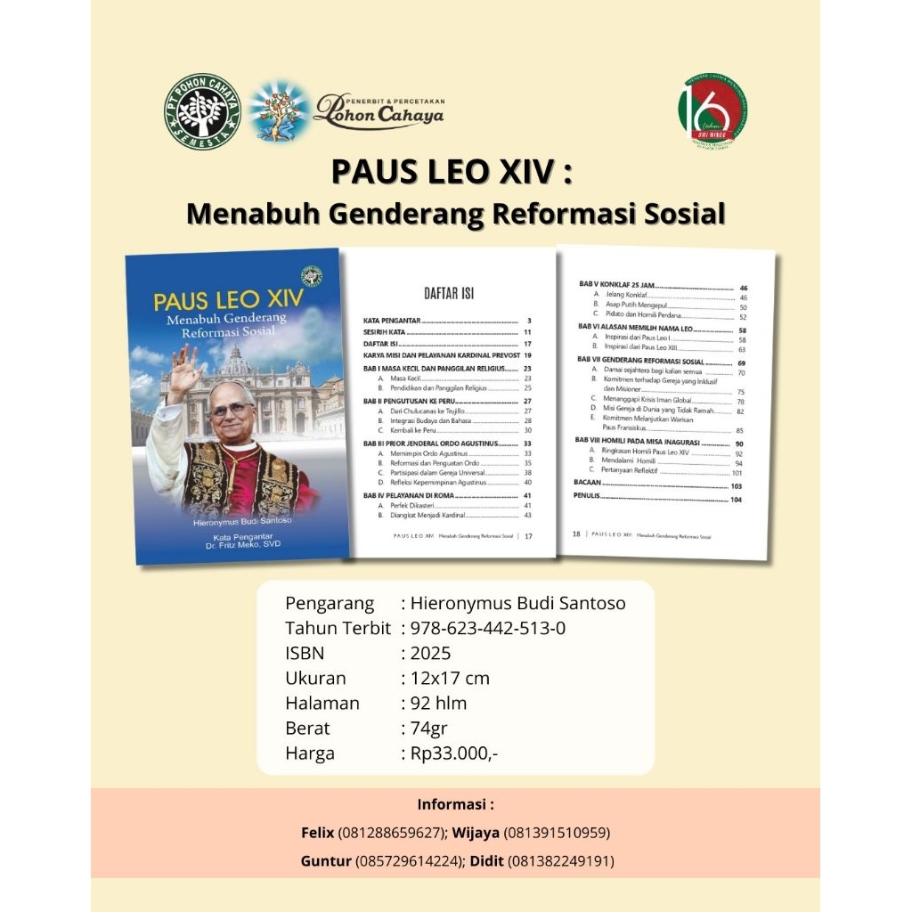 BUKU PAUS LEO XIV MENABUNG GENDERANG REFORMASI SOSIAL