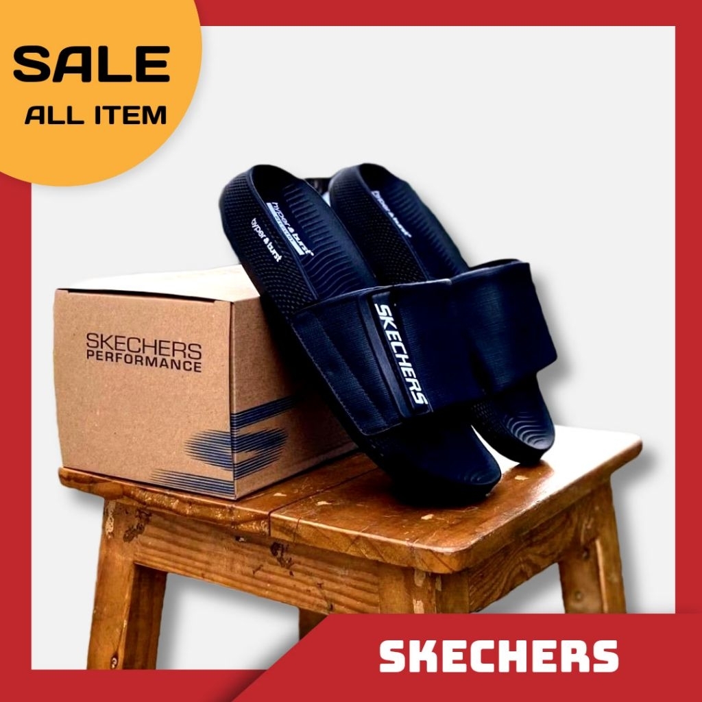 SENDAL SLIDE SLOP SKECHER PRIA SANDAL SKECHER DISTRO PRIA