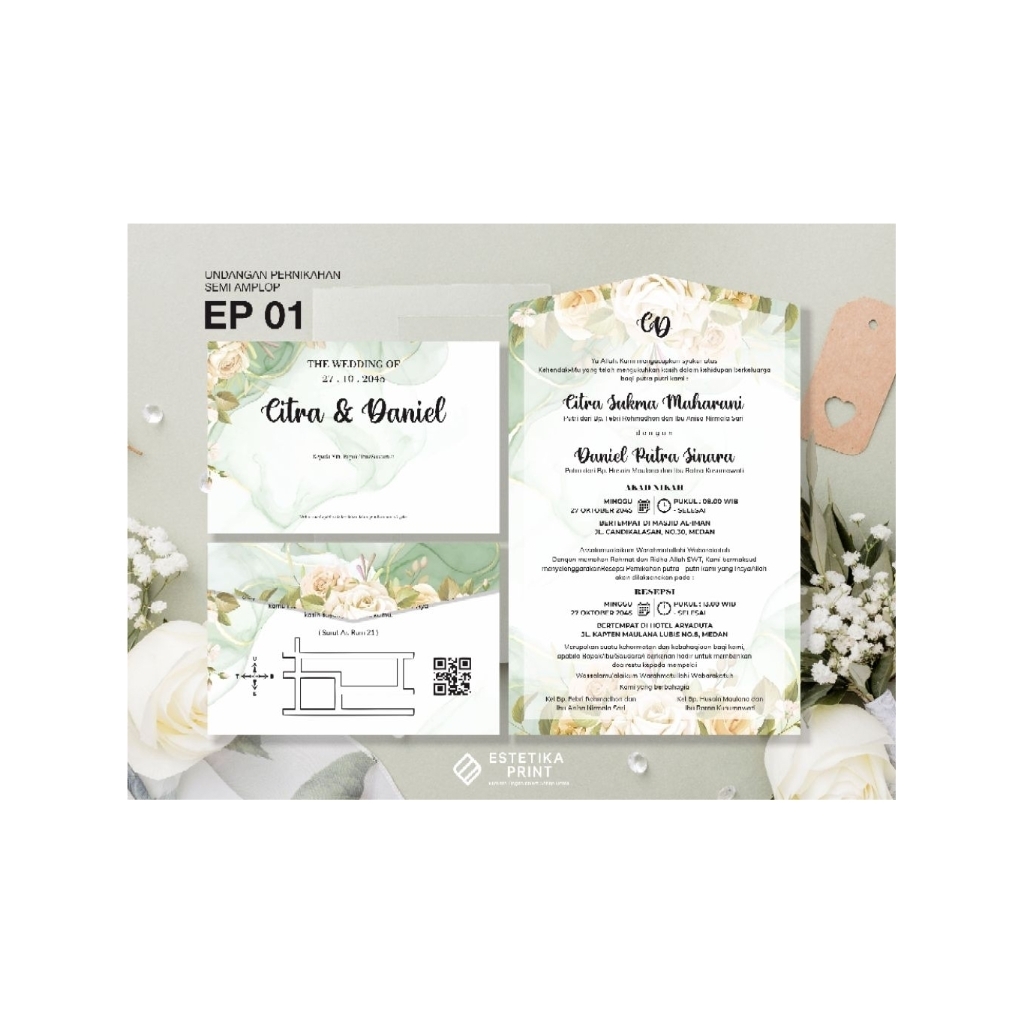 Undangan Pernikahan Premium Custom Full Color Art Carton Glossy