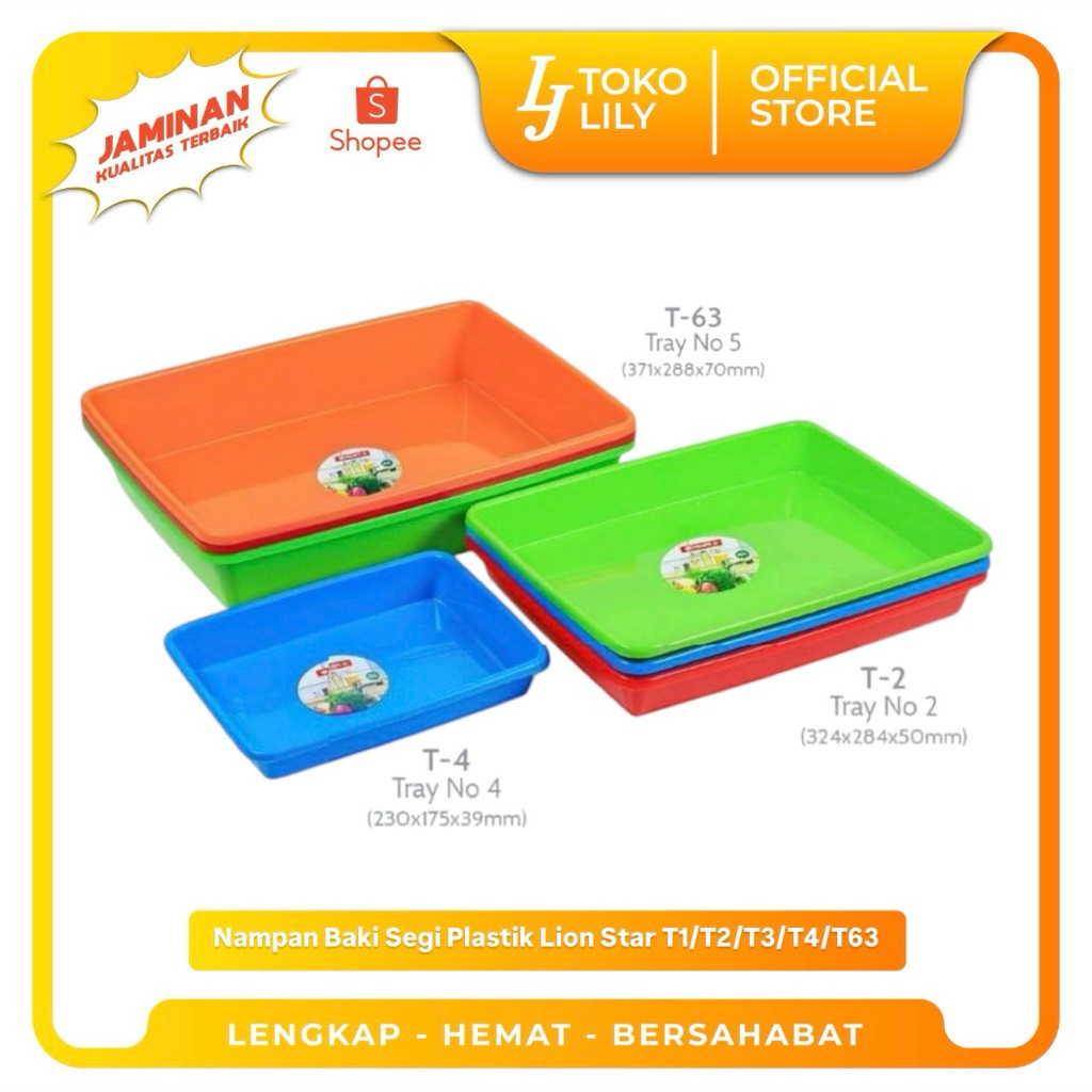 Nampan Baki Segi Plastik Tray Lion Star No.1-No.5