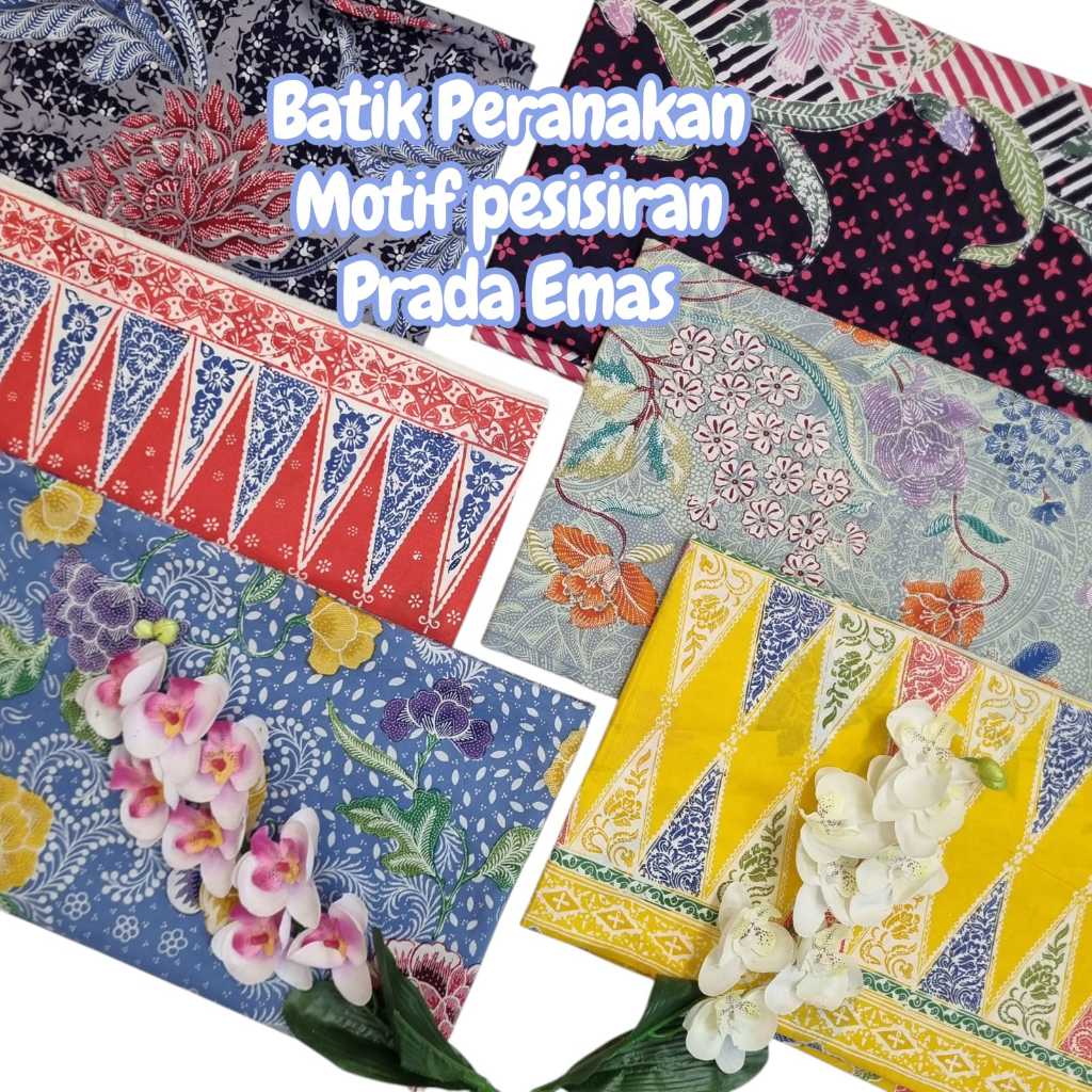 Kain Batik Premium Prada Emas Motif Elegan, pakaian wanita, kain 100% Batik Nusantara