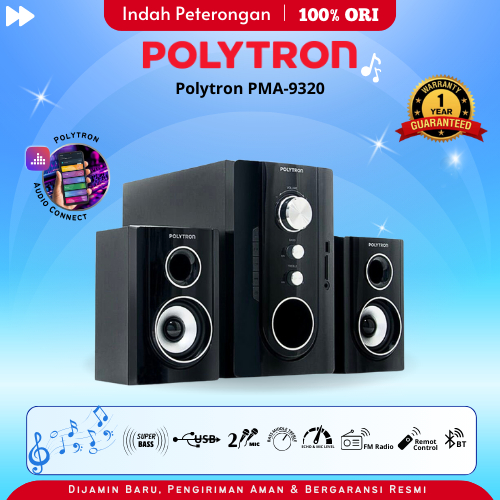SPEAKER MULTIMEDIA POLYTRON PMA 9320/ SPEAKER BLUETOOTH SUBWOOFER RADIO MURAH ELEKTRONIK JOMBANG
