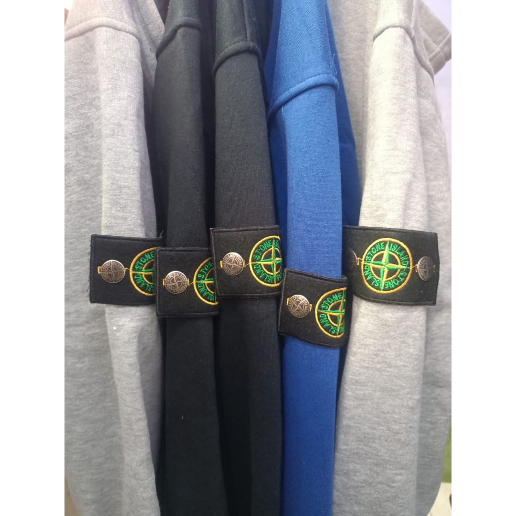Hoodie zipper oversize stone island patch bordir kancing cetet