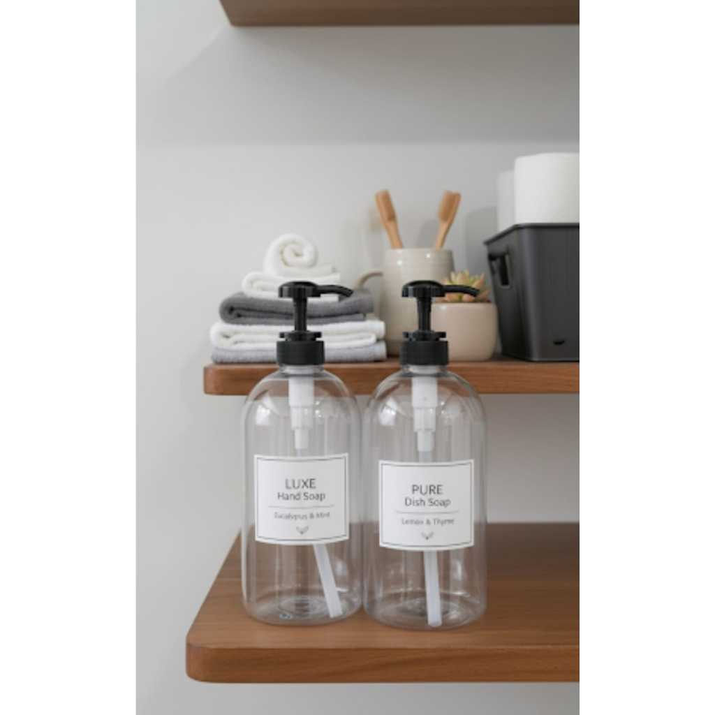 Botol Sabun Pump Transparan 1000ml PET Plastik Bening / Botol Pump 1000ml Bening