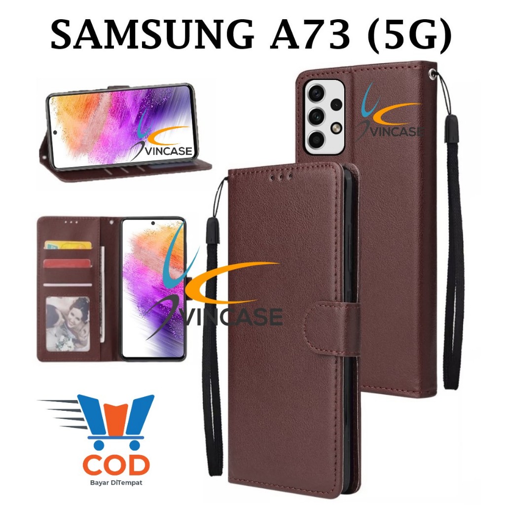 SAMSUNG A73 (5G) FLIP LEATHER CASE PREMIUM - FLIP WALLET CASE KULIT UNTUK SAMSUNG A73 (5G) - CASING 