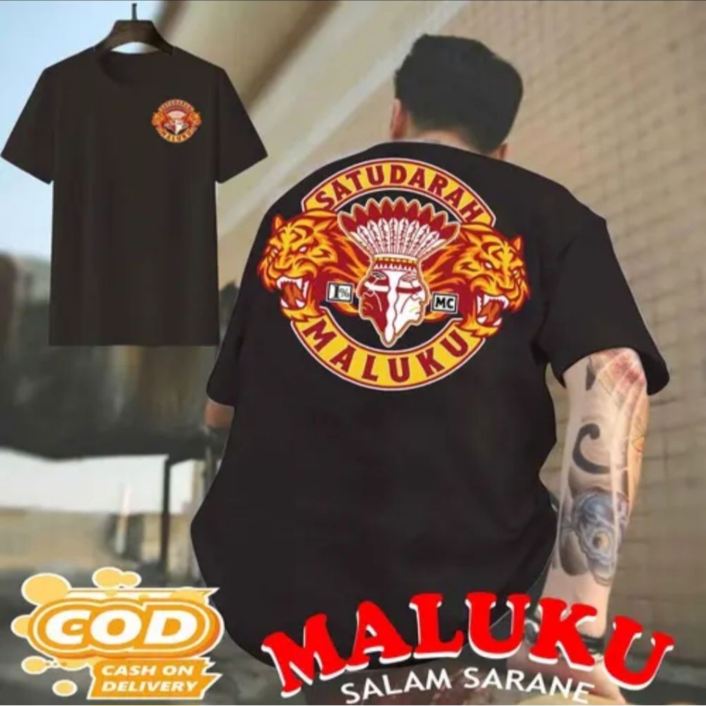 Kaos T-shirt Satu Darah Maluku Macan Corak Merah  Kaos Distro Unisex