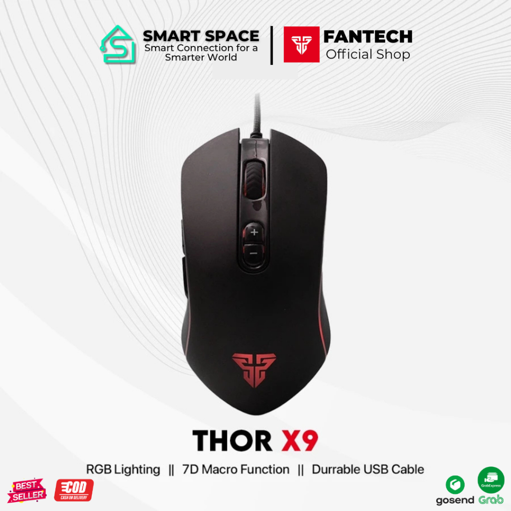 Fantech THOR X9 Gaming Mouse Macro PB Original RGB 4800 DPI 7D Programmable & KANATA VX9 600 DPI 7 L